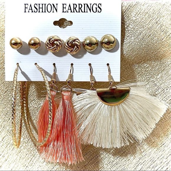 New Fashion Earrings 6 Pack Gold Post & Stud Earring Set - Picture 2 of 4